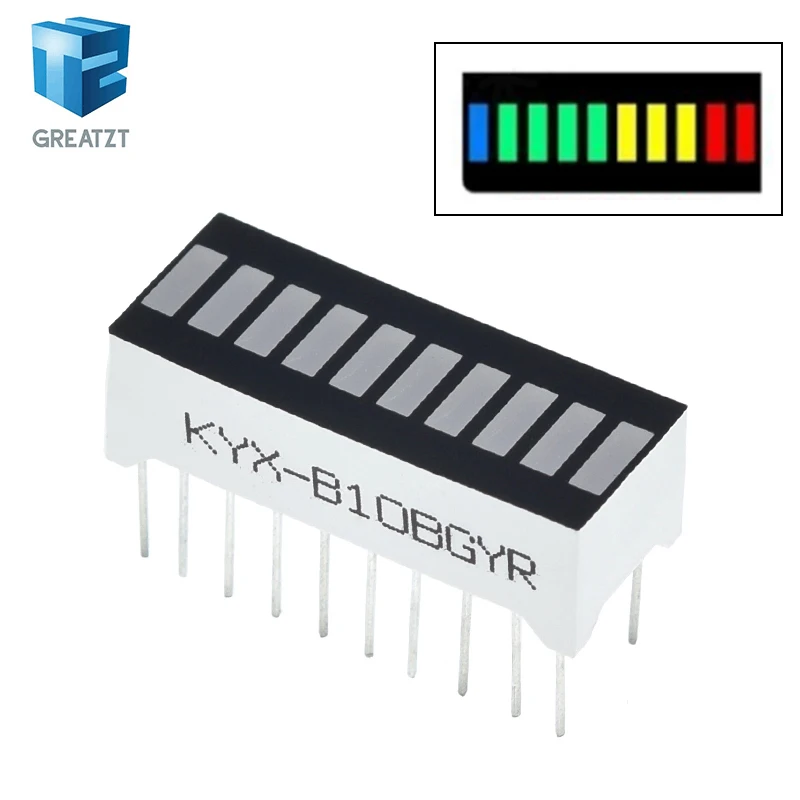 1PCS 10 grid digital segment LED light bar B10BRYGB 2 red + 3 yellow + 4 green + 1 blue
