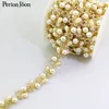 1 yard Pearl rhinestone trim plating gold and silver crystal pearl webbing clothing shoes decorative accessories ML093 ► Photo 3/6