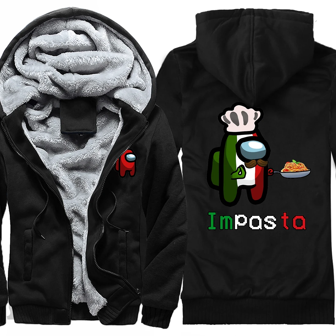 

Impasta Among Us Mens Thicken Jackets Keep Warm Winter Clothing Fashion Long Sleeve Tops Hipster Zipper Hip Hop Sudadera Hombre