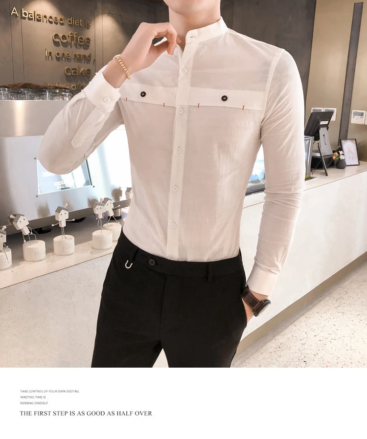 Сплошного цвета с кнопками украшения рубашки рубашка Camisa Hombre одежда мужские вечерние Клубные свадебные рубашки мужские Chemise Homme Camisa Masculina мужские