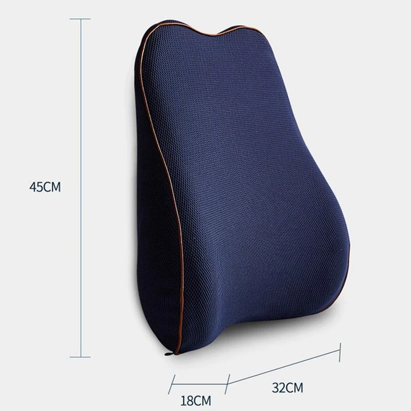 Car Seat Lumbar Support Office Chair Low Back Cushion Pillow Waist Protection Memory Cotton Black Car Product Posture Correction