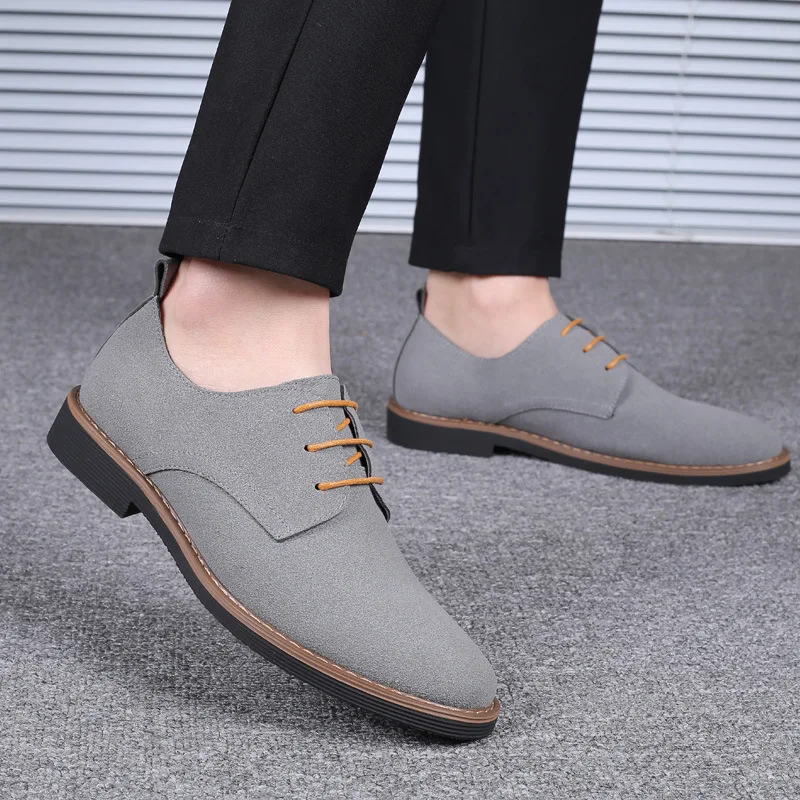 

New Men Shoes Fashion Casual Business Gray Suede Classic Wingtip Laces Comfortable Gentleman Dress Oxford Shoes