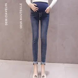 Вымытые джинсы для беременных женщин, весенние и осенние модели, Модные узкие брюки для беременных женщин