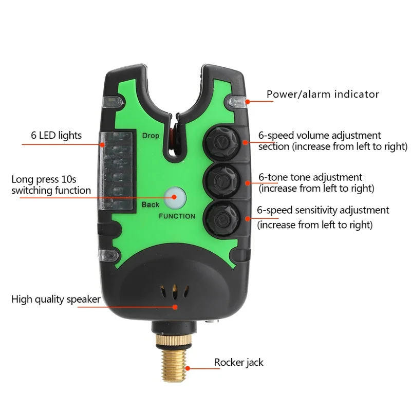 Светодиодный сигнализатор укуса для рыбалки водостойкий Регулируемый тон громкости чувствительность Звуковой сигнализатор клева