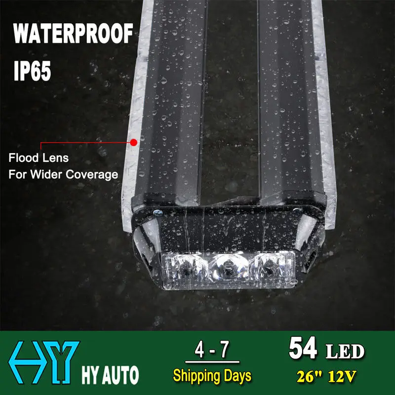 Car Accessories Led Light Bar 12V Strobe White Waterproof Led Bar Car Combo Working Light 54Leds For Jeep Warning Trunk Strobe