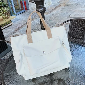 

Canvas Beach Bag Shopping Handbag Large Capacity Student Bag Travel Shoulder Messenger Bag