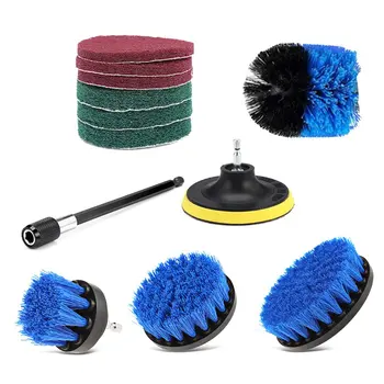 

12Pcs Electric Drill Brush Kit Plastic Round Cleaning Brush For Carpet Glass Car Tires Nylon Brushes Power Scrubber Drill