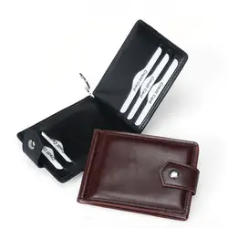 Новый тонкий PU кожаный ID/держатель для кредитных карт Двойные передний карман кошелек деловой держатель для карт с застежкой Ретро банк