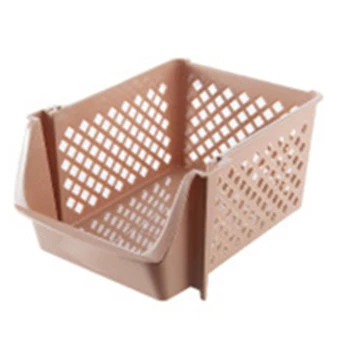 

Stackable Plastic Basket Kitchen Storage Basket Fruit & Vegetable Plastic Storage Basket Plastic Storage Rack(Beige)
