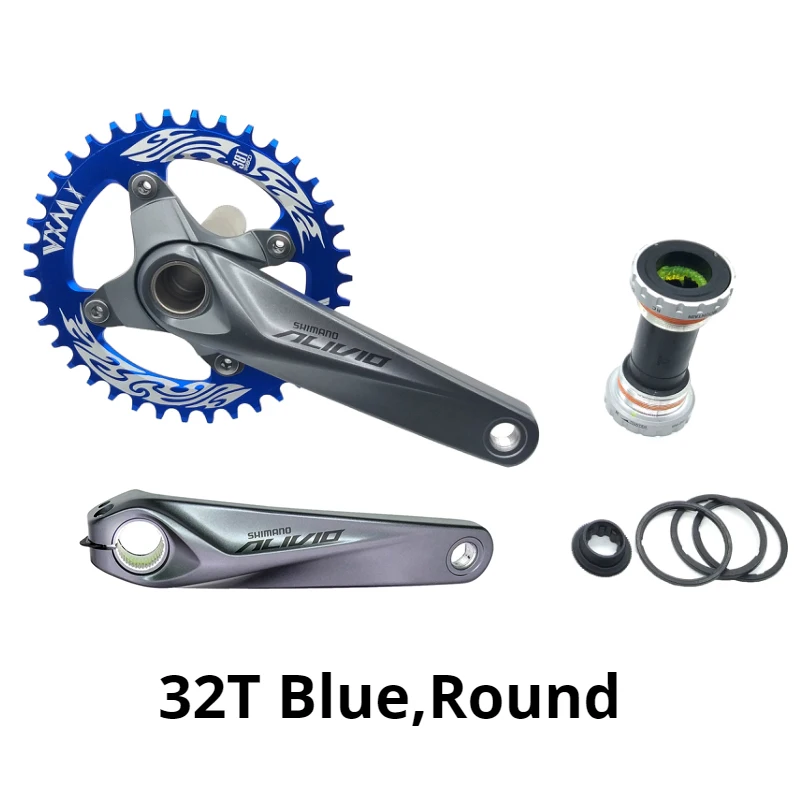 32T Blue Round Alivio M4050 велосипед mtb шатун с VXM 96BCD круглый узкий широкий цепное кольцо 32T 34T 36T 38T Круглый с BB52 - Цвет: 32T Blue Round