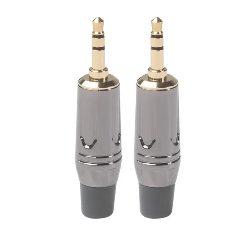 2Pcs Black 5 шт. разъем 3-полюсный позолоченный стерео 2/3 шт 3,5 мм Джек "сделай сам" наушники припоя адаптер 3,5 мм стерео сварочного штекера для подключения к разъему aux - Цвет: 2Pcs Black