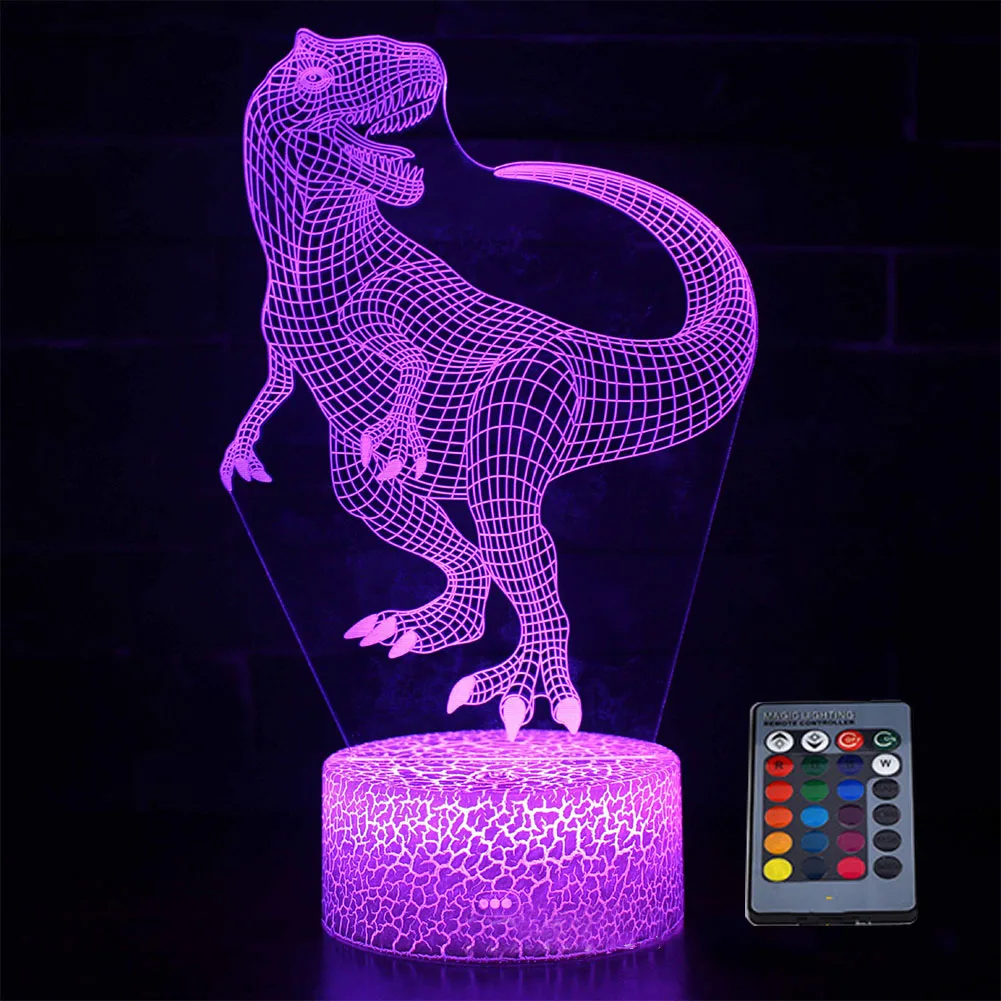 Bedside Christmas Adjustable Brightness USB Night Light Led Gift Smart 3D Dinosaur Color Change Touch Remote Control Table