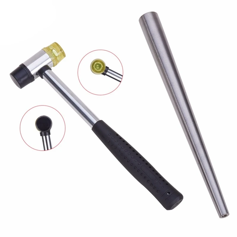 BMBY-2Pcs/набор ювелирных изделий, оборудование, железное кольцо, увеличитель, палка, оправка, размер, устанавливается, двухсторонняя резиновая стальная ручка, молоток