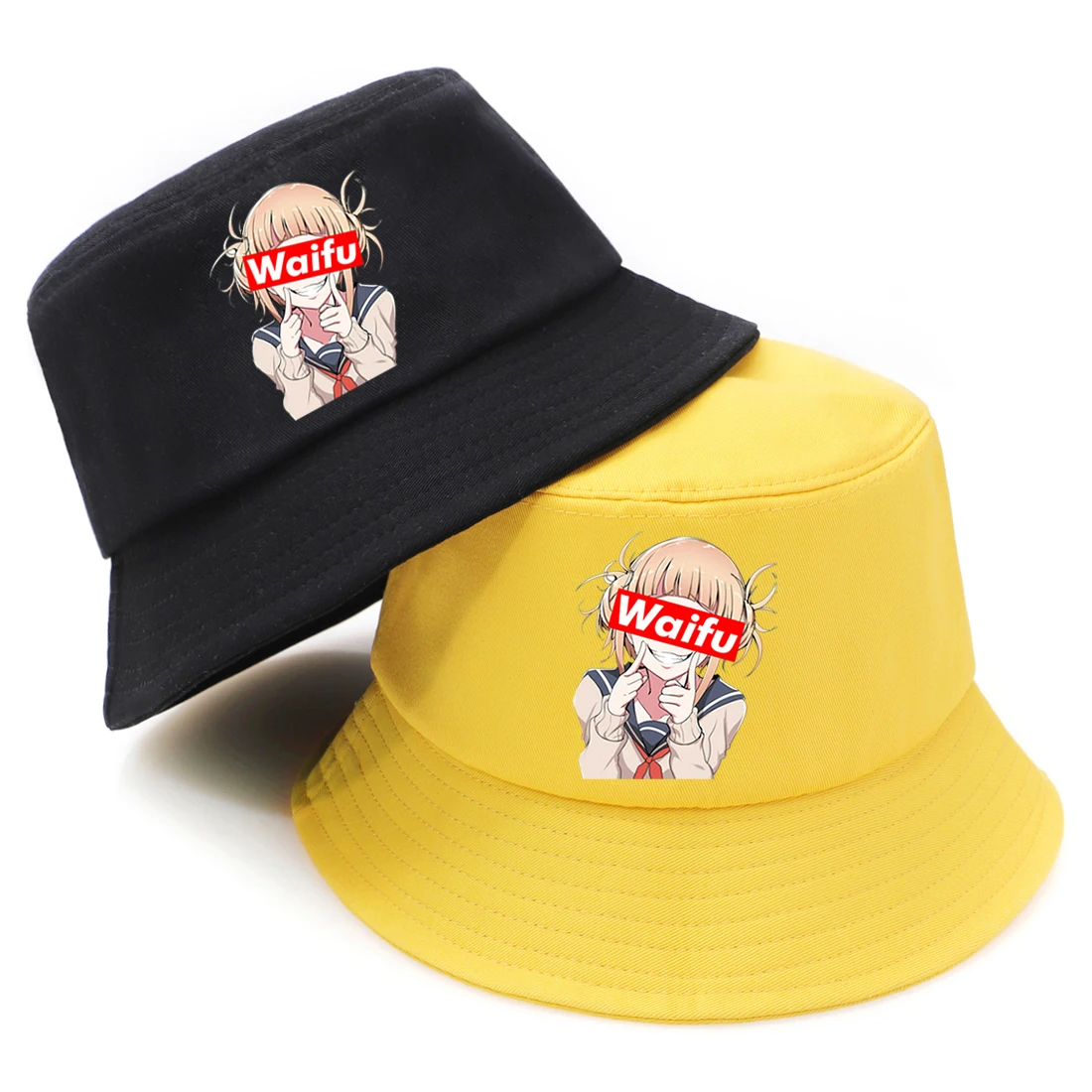 Cute Girls Print Panama Bucket Hats Summer Sunshade Fisherman Hat Woman Man Outdoor Casual Caps Harajuku Foldable Bucket Hats