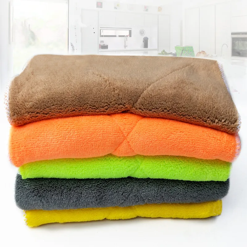 5Pcs Double-sided Double-layer 25*25CM Coral Velvet Cleaning Car Towel Thickening Absorbent Lint Cleaning Car Wash Towel