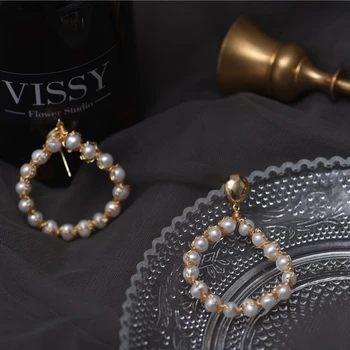 

Handmade Natural Fresh Water Baroque Pearl Drop Earrings For Women Wedding Dangle Earrings Jewellery