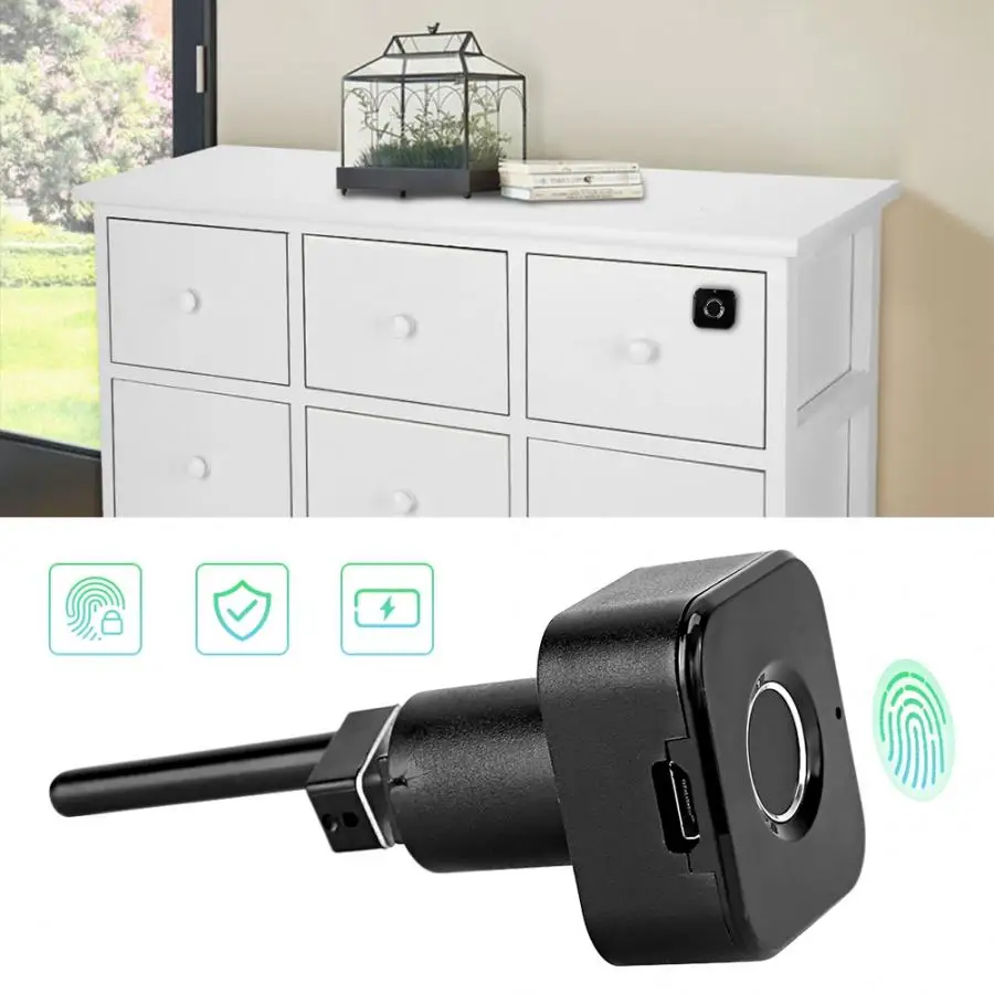 3.7V USB Rechargeable Keyless Intelligent File Cabinet Drawer Lock for Home Office Electronic Furniture Fingerprint Lock