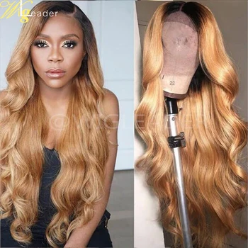 

Wigleader Ombre 1b/#4 Human Hair Lace Front Wigs Preplucked Straight 13x6 Lace Frontal Wigs Remy Hair Wigs With Baby Hair
