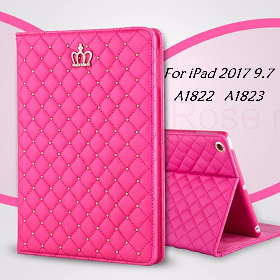 9.7 ''Luxury Crown Coque Per Ipad 2017 9.7 Custodia Flip A1822 A1823 Smart Auto-Sleep Custodia In Pelle Pu Per Ipad 9.7 2017 Custodia