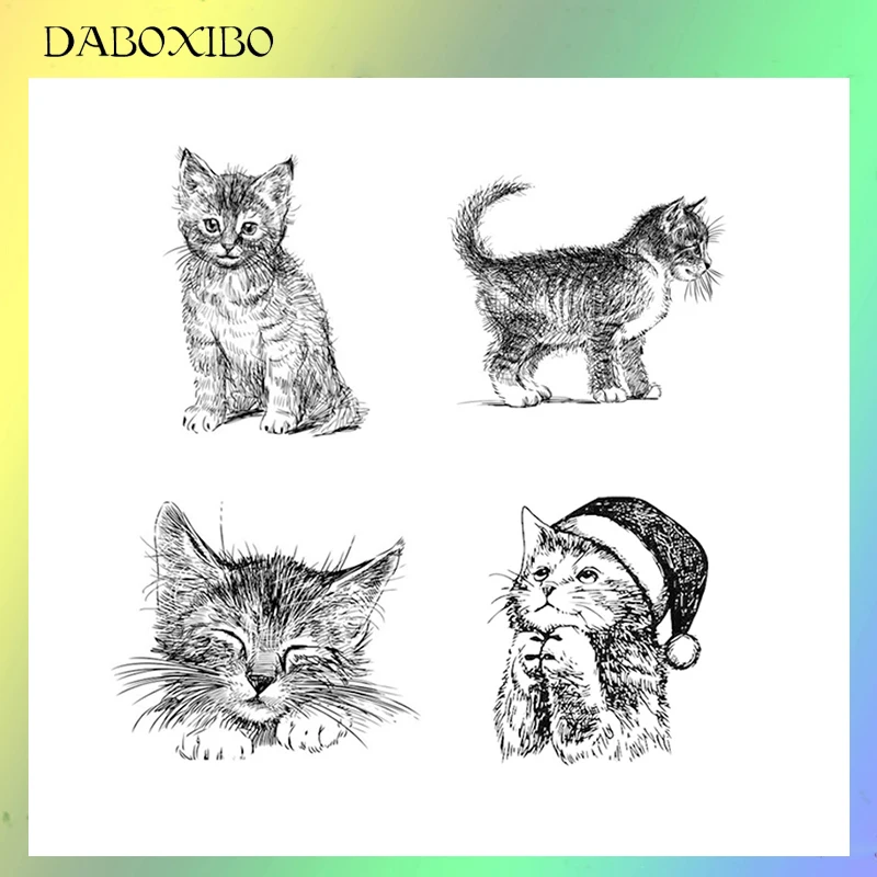 

DABOXIBO Four Kittens Cutting Dies Stencils For DIY Scrapbooking/Photo Album Decorative Embossing DIY Handcrafts