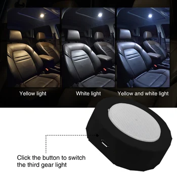 

Accessories Round Night Adjustable Brightness PVC Led USB Rechargeable Roof Magnetic Car Interior Reading Light Decorative Lamp