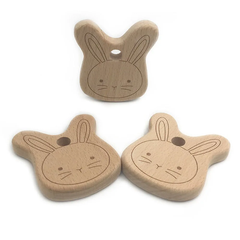 Baby Teether Safety Wood Rabbit Teethers for Baby Infant Kids Chew Tooth Toys Baby Dental Care Strengthening Tooth Training