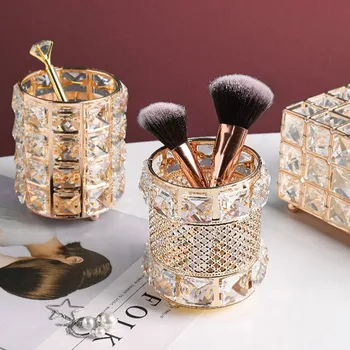 

Crystal Makeup Brush Manicure Tool Storage Box Shining Glass Decoration Beauty Makeup Brush Cosmetic Pen Holder Brush