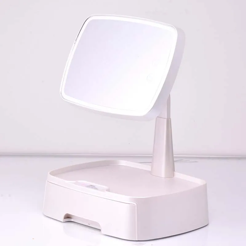 Espelho com Caixa de Armazenamento Espelho de Maquiagem Multi-função de Rotação Luz de Preenchimento Sensor Inteligente Desktop Beleza Led 24 armazenamento desktop espelho de maquiagem multi-função de