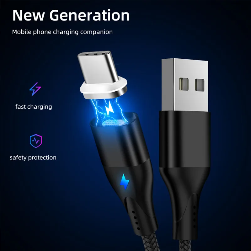 Магнитный usb-кабель 3A для huawei samsung type C зарядный USB C Магнитный кабель Micro USB мобильный шнур для телефона type-C провод для Xiaomi