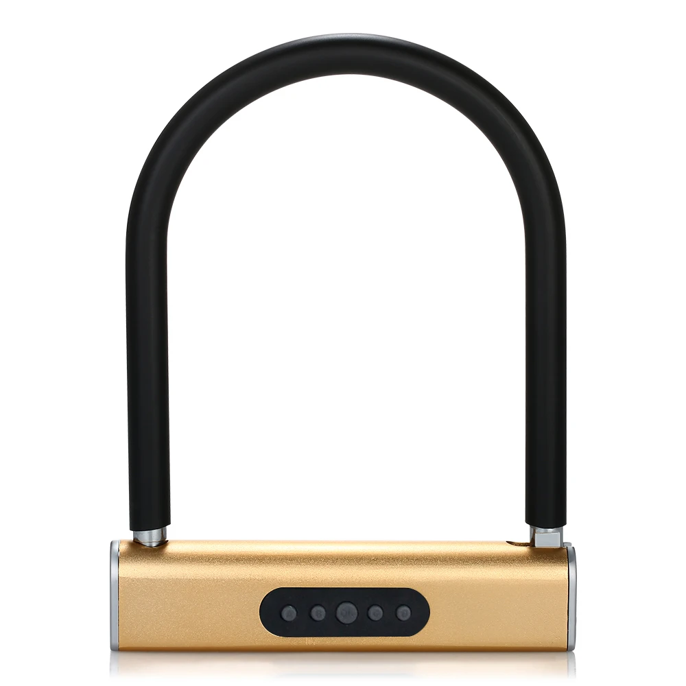 Bike U Lock Anti-theft Smart Keyless APP / Keyboard Password Unlock Padlock for Bicycles Motorcycle Lock Glass Door Lock - Цвет: Золотой