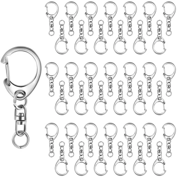 

50Pcs Key Ring Key Chain D-Snap Hook Split Keychain Parts Key Ring Hardware with 8mm Open Jump Ring and Connector