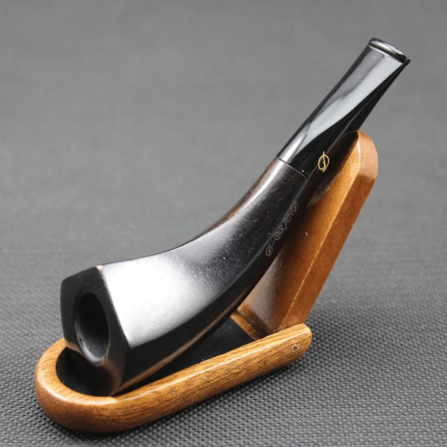 

Handmade Durable Ebony Wood Smoke Tobacco Smoking Pipe Creative Black Wooden Pipe + Pouch + Holder + 10pc 9mm Pipe Filter 379