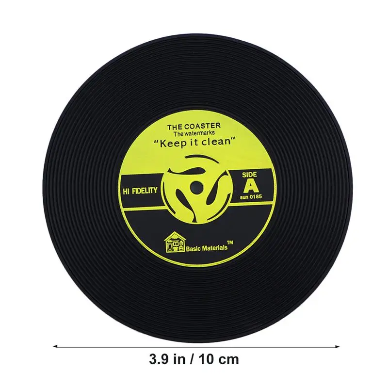  12pcs Table Placemats Creative Mug Coaster Heat-resistant Cup Coasters Retro Vinyl Drink Coaster Ta