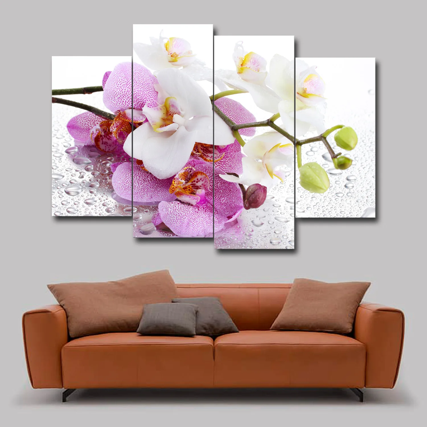 

4-Frameless Living Room Background Hanging Painting High-definition Plant Flowers Orchid Lily Decorative Painting