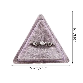 

Velvet Double Ring Box Trangle Wedding Ceremony Ring Box with Detachable Lid