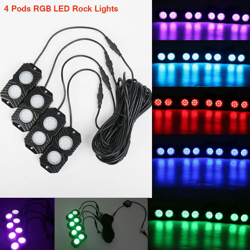 Krator 4Pods RGB светодиодные горные фонари многоцветный светодиодный комплект w/Bluetooth APP контроллер музыкальный режим для внедорожных Грузовиков внедорожник лодка