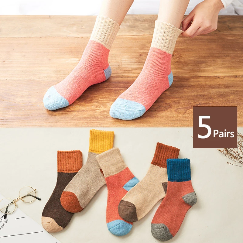 5 pairs C J-BOX, 1-5 пар, женские носки, новые кавайные женские носки, хлопковые полосатые носки с сердечками, модные повседневные носки на осень и зиму, рождественский подарок - Цвет: 5 pairs C