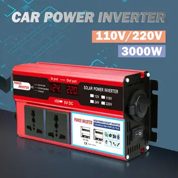 

3000W LCD Screen 12V 24V 220V 110V Inverter Car Power Adapter 4 USB Modified Sine Wave Voltage Transformer 12V to 220V Inverter