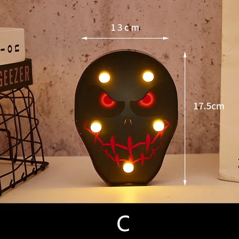 skull-C Лампочки для Хэллоуина открытый декоративные светодиодные фонари Дивали стильная лампа ночник маскарадный паук летучая мышь Тыква Призрак Огни в форме черепа - Испускаемый цвет: skull-C