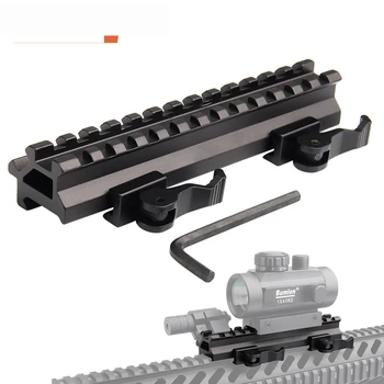 

Airsoft QD Quick Detachable Double Rail Weaver Picatinny Mount Rifle Scope Angle Mount Double 13-Slots Rail 1-0012