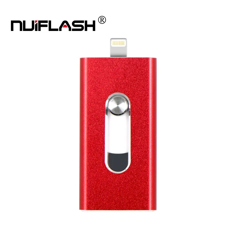 red Wholesale Pen drive 128GB 64GB 32GB 16GB Metal USB OTG iFlash Drive HD USB Flash Drives for iPhone iPad iPod iOS Android Phone - Цвет: red