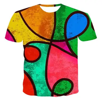 

2020 multi-color geometric mosaic series hot 3dT-shirt unisex summer top cross-border factory direct sales