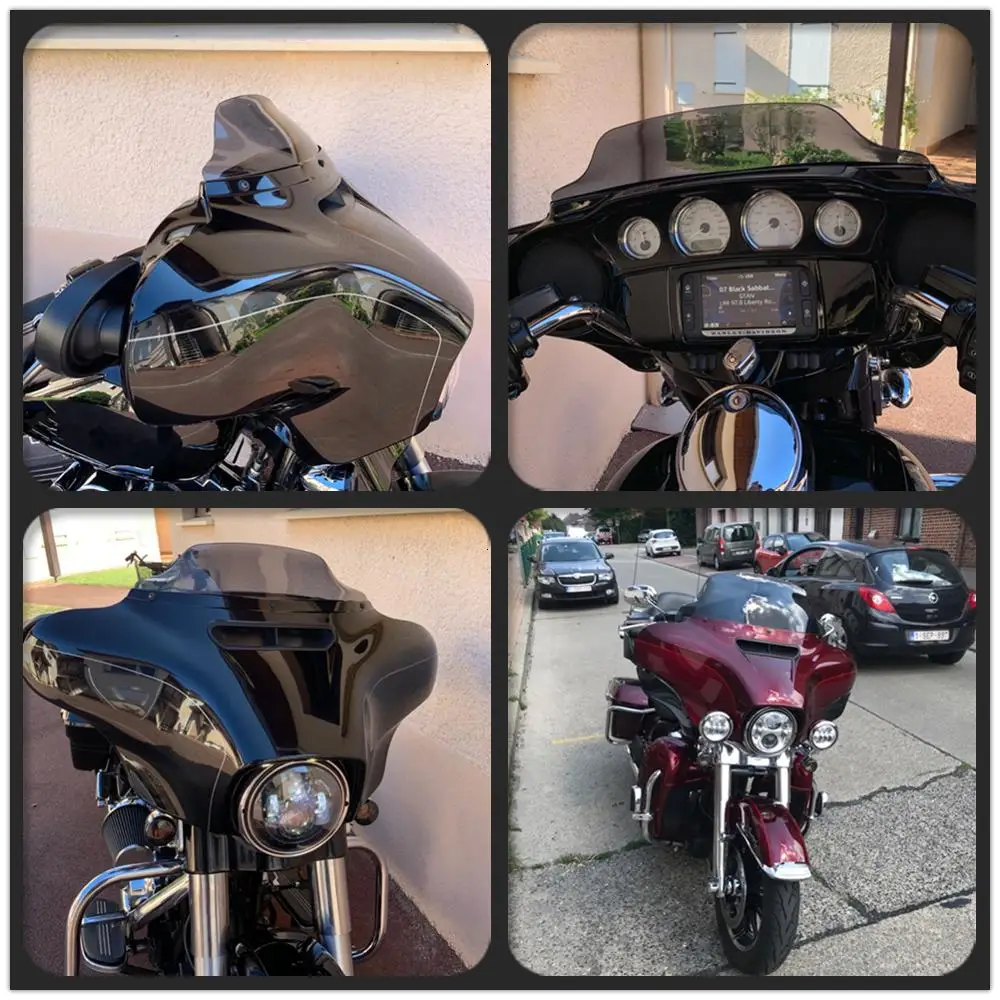 Черный дым 4," 7" 10," волна лобового стекла подходит для Harley Touring FLHT FLHX-up