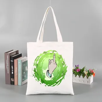 

Rick Morty Rick and Morty Ladies Handbags Cloth Canvas Tote Bag Shopping Travel Women Eco Reusable Shopper Bags Bolsas De Tela
