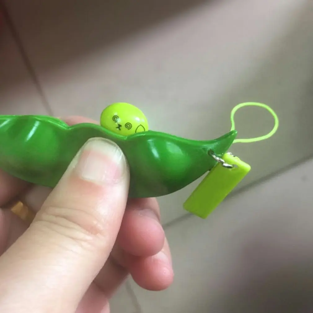 OCDAY мини мягкие игрушки мягкие Зеленые Подвески в форме бобов Антистресс мяч Забавный сжимающий брелок-гаджет экструзии горох сои