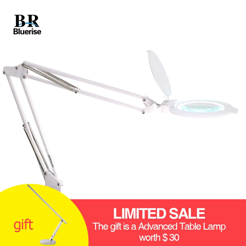 Bluerise 8W 6X Folding Table Lamp For Manicure Nail Tools Light LED