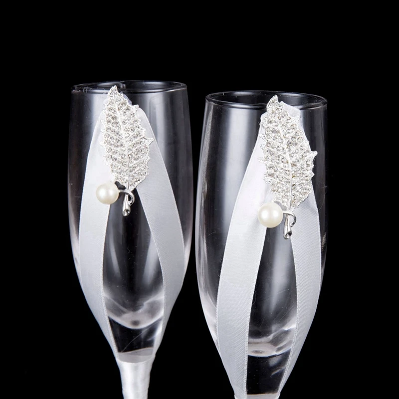 Best 2Pc/Set Creative Gift Bridal and Groom Champagne Flutes Wedding Glasses Set Cup Toasting Goblet for Weddings Party