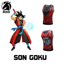 Летние футболки для фитнеса и бега, жилет с 3D принтом Dragon Ball Goku, модная Молодежная Спортивная футболка без рукавов, стиль