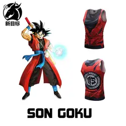 Летние футболки для фитнеса и бега, жилет с 3D принтом Dragon Ball Goku, модная Молодежная Спортивная футболка без рукавов, новый стиль