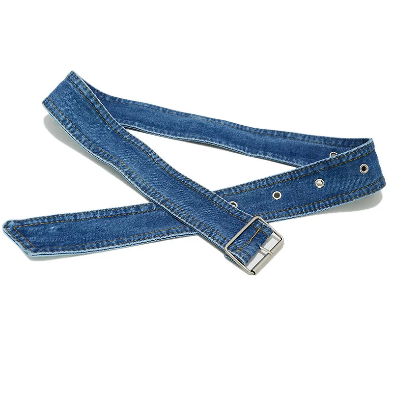 cowboy blue Новые модные женские новые повседневные модные джинсовые пояса с пряжкой из парусины Украшенные джинсовые пояса Харадзюку для женщин - Цвет: cowboy blue